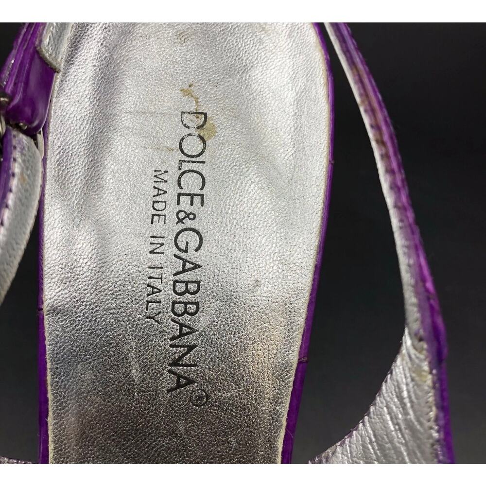 Dolce & Gabbana Crocodile Leather Slingback Heels Purple Pointed Toe Sz. 8 - Picture 9 of 9